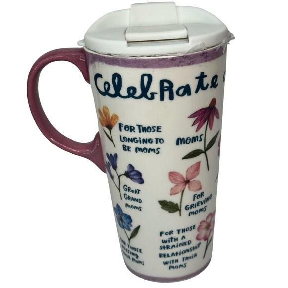 NWT EVERGREEN “Celebrate All The Mamas” Floral Travel Mug in Gift Box 17 Oz - Picture 6 of 14